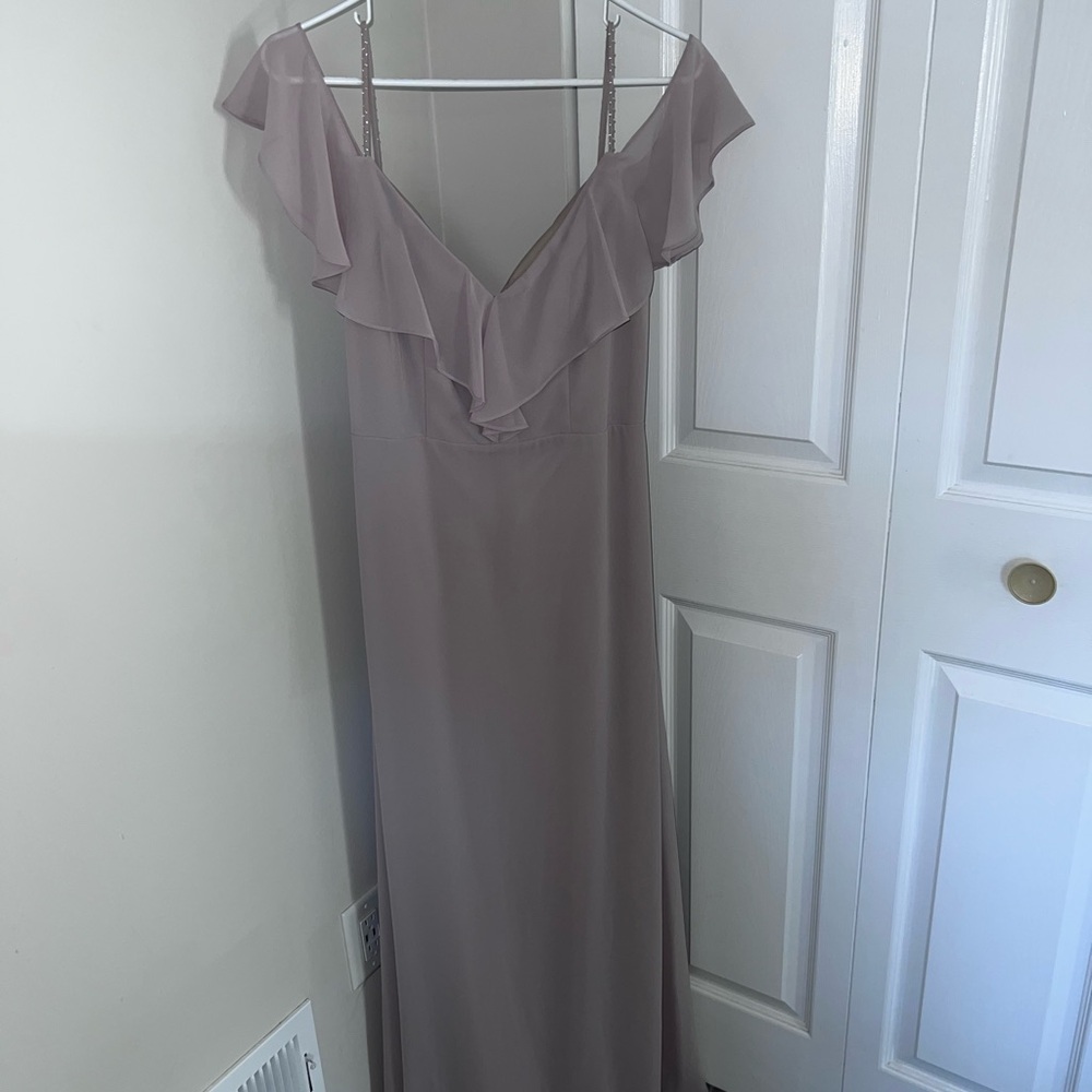 Bill Levkoff Cream Ruffled Maxi Gown - Picture 6 of 11